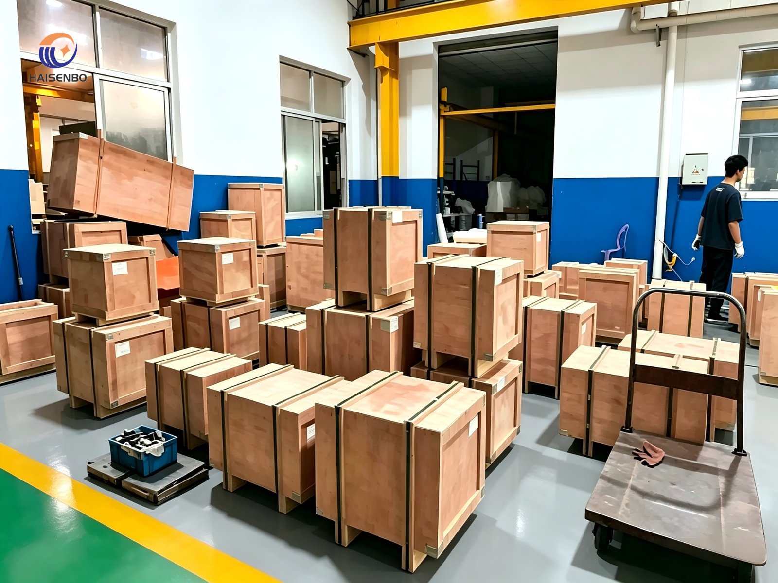 Molds packed in wooden crates ready for shipping at Haisenbo