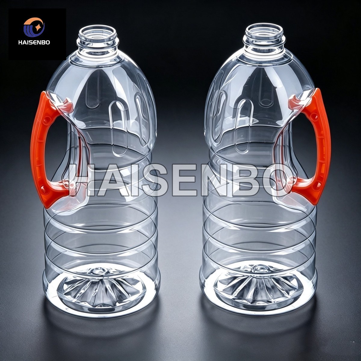 Clear large container blow sample with orange handle