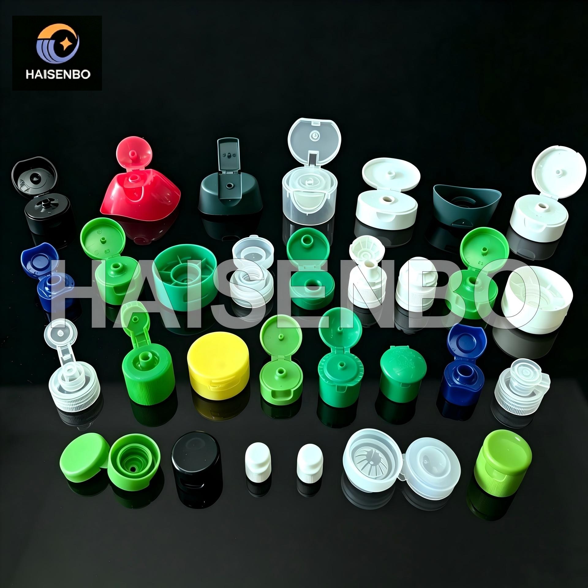 Haisenbo flip top cap mold with sample dispensing caps