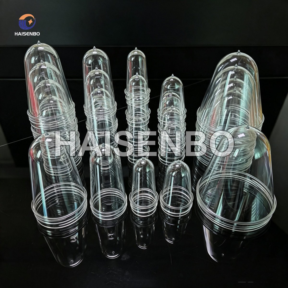 Multi-size clear PET preforms sample