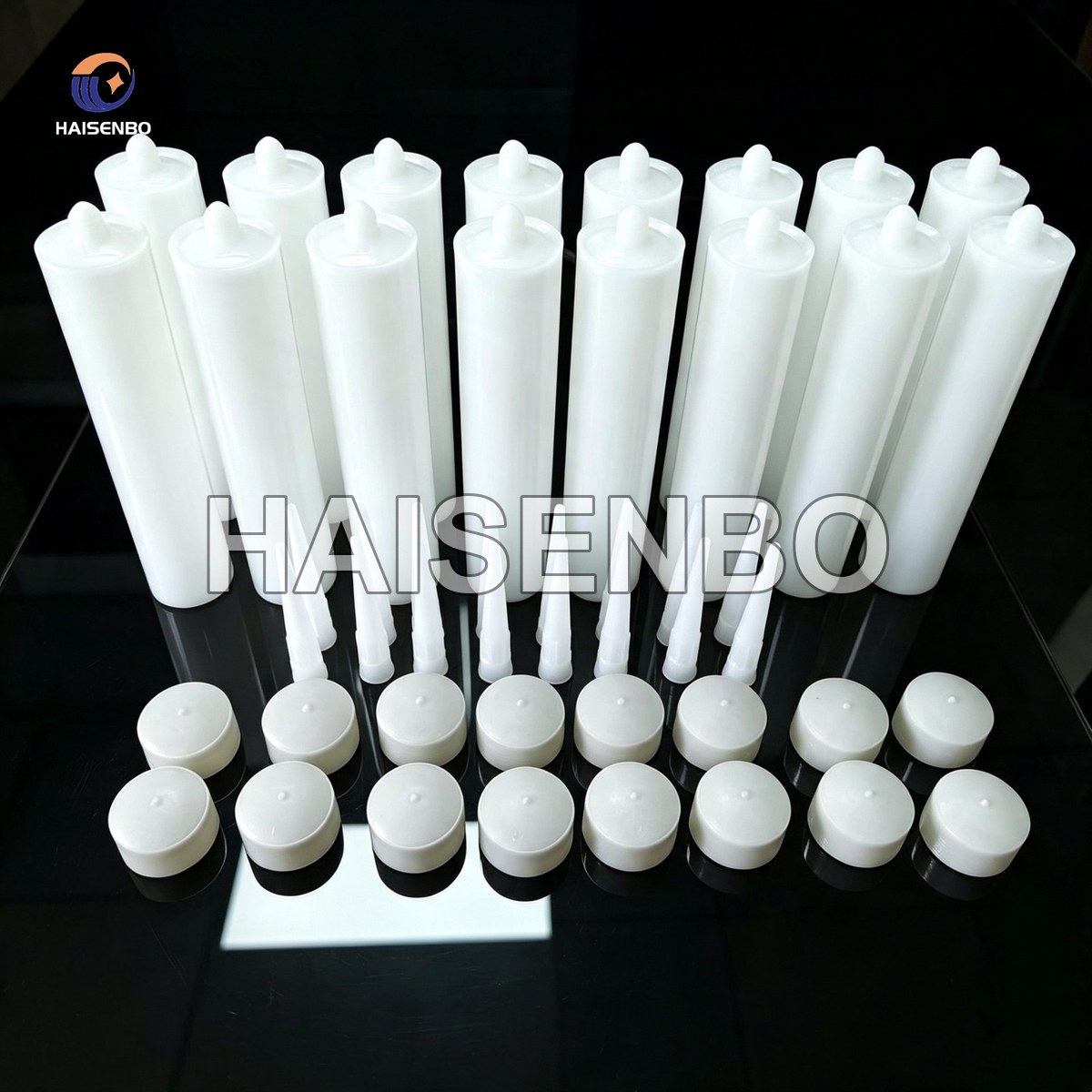 Multi-spec black silicone tubes with nozzles and caps