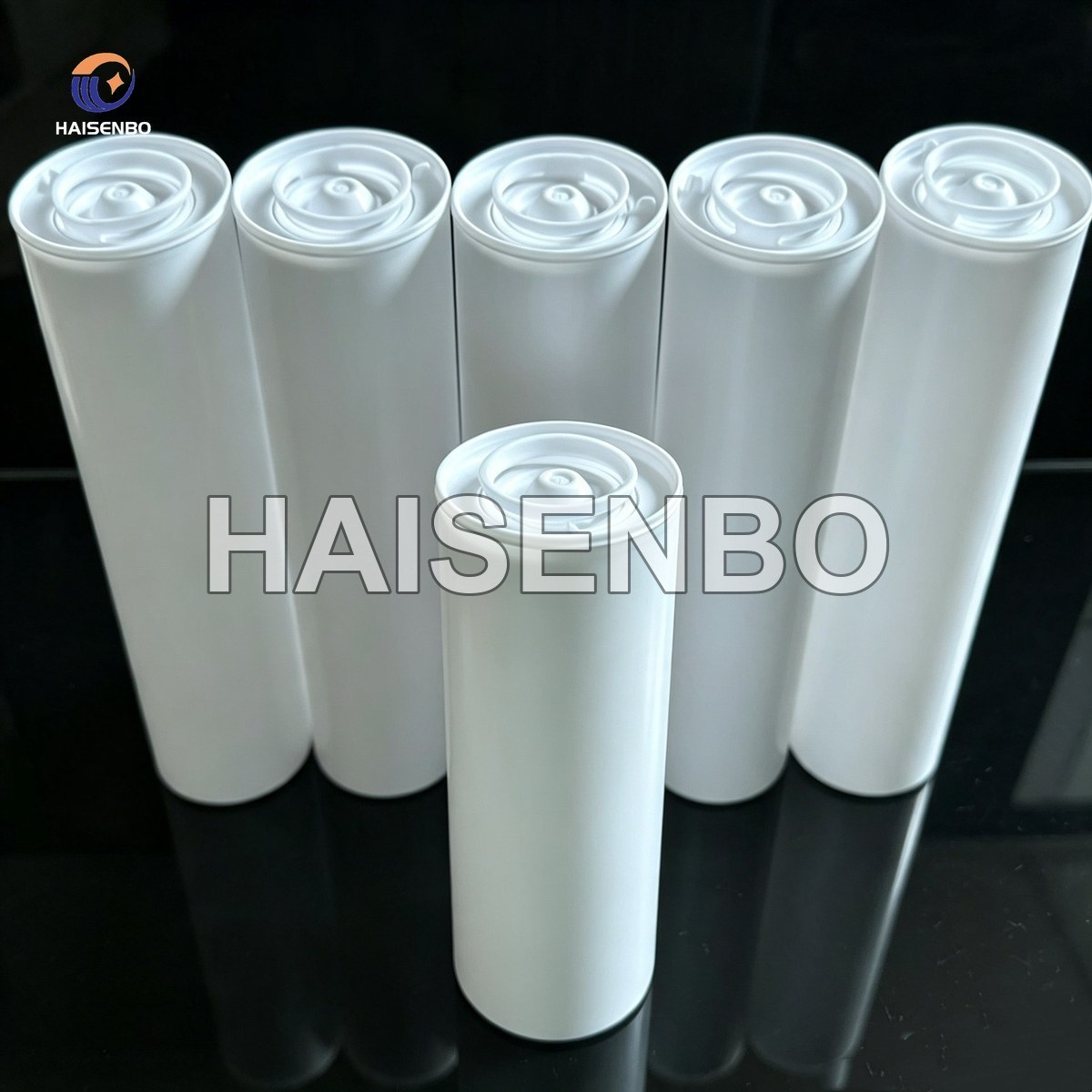Six-piece silicone cartridge set with metal-finish tubes